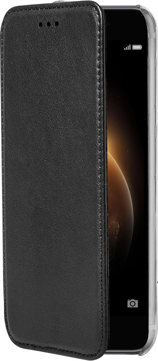 Azuri Booklet with transparant backcover and invisible magnetic closure - zwart - voor Huawei Y6II Compact zwart, transparant / Y6 II Compact