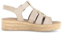 Gabor 64.552.14 Plateau Sandalen Dames Beige Suède Plateau Hakken Klittenband