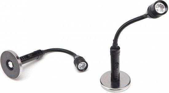 LED Lamp op magneet voet - Zwart - 3 lichtpunten - Metaal - Wit licht