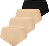 NUR DIE Taillenslip Baumwolle Vrouwen Beige, Schwarz 1 Effen 4 stuk(s)