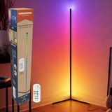 Grundig RGB LED Hoeklamp - Staande LED Lamp - 140 cm - Zwart