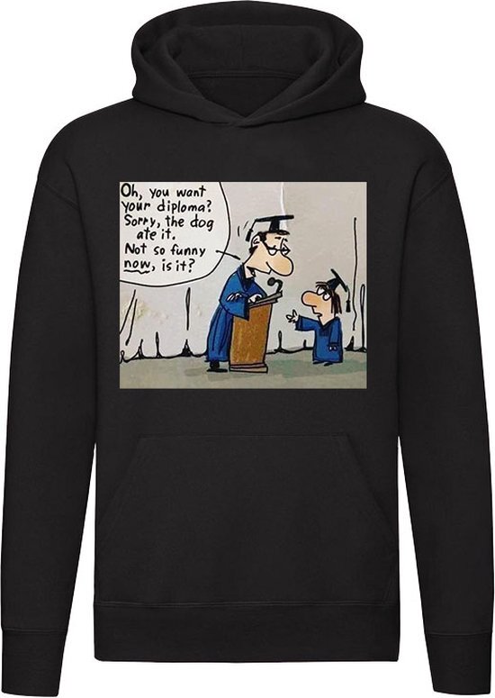 Diploma joke Hoodie - geslaagd - hond - huiswerk - smoesjes - leren - school - student - grappig - trui - sweater - capuchon