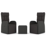 vidaXL 2-delige loungeset poly rattan en staal zwart
