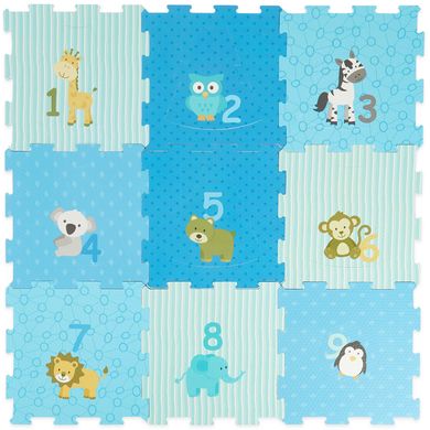 bieco Puzzelmat dieren blauw 18 st.