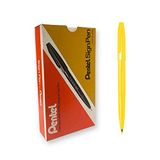 Pentel S520-G Sign Pen viltstiften, fijne punt, 0,8 mm, geel, 12 stuks