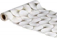 Chaks Tafelloper op rol - ginkgo print - wit/grijs - 28 x 300 cm - polyester