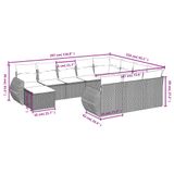 vidaXL 11-delige loungeset met kussens, polyrattan, grijs