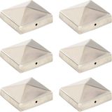 vidaXL Paalkappen 6 stuks piramide 81x81 mm roestvrij staal