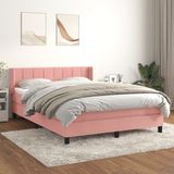 vidaXL Boxspringbed met matras, roze, 140x200 cm, fluweel