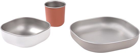 Béaba Eetset - Maaltijdset - Bord, Kom & Drinkbeker - RVS - Terracotta