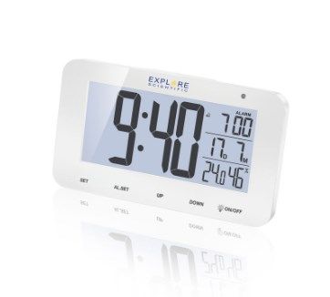 Explore Scientific RDC1004WHT Wekker - Wit - LCD - Snooze - Temperatuurindicator