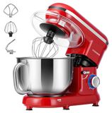 Merkloos Keukenmachine - 5,7 L - 1500 W - 10 snelheden - Met kneedhaak, garde en eigeelscheider - Rood
