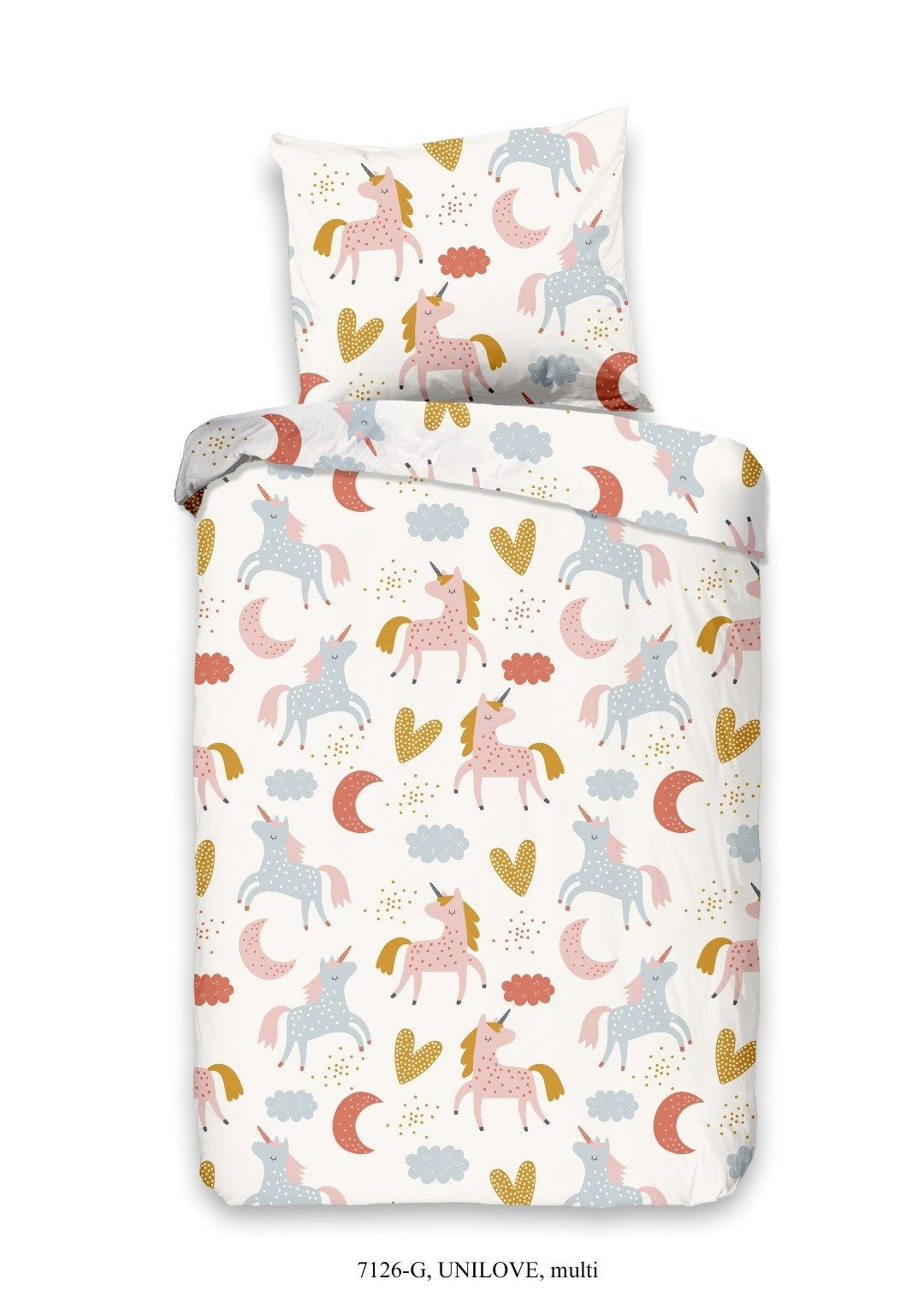 Good Morning Kinderdekbedovertrek Eenhoorn & Regenboog - Katoen - 140x200/220cm - Multi