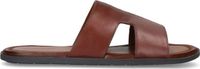 Manfield - Heren - Zwarte leren slippers - Maat 43