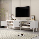 FloraGrace Tv Meubel - Modern Lowboard Met Kabeldoorvoer En 4 Vakken - Wit