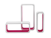 King Home m1105004/C rekset, 3-delig, rechthoekig, afgeronde hoeken, van MDF, tweekleurig, wit/fuchsia