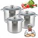 KINGHOFF Set de casseroles en Inox 6 pièces - 4L, 5.5L, 7.2L - Compatible induction
