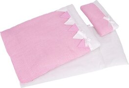 Goki Bedding set for dolls, pink stripes