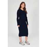 LOVE2WAIT midi zwangerschapsjurk met split - marineblauw