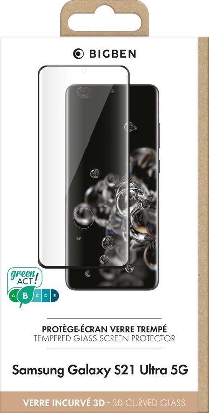 Bigben Connected Screenprotector voor Samsung Galaxy S21 Ultra - Tempered Glass 3D