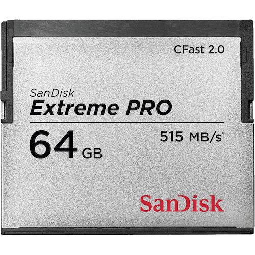SanDisk Extreme Pro CFast 2.0 64GB - 515MB/s Read / 240MB/s Write