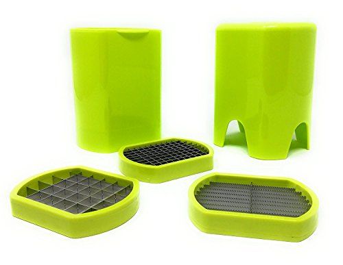 LS Kitchen Space Home - Aardappelsnijder - ABS en Roestvrij Staal - 3 Snijwijzen - Groen