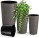 Merkloos KADAX Bloempot met houtspaanders, elegante bloempot met uitneembare inzet, bloempotbescherming voor kantoor, bloembak, tuinschaal (3-delige set: 19/25/30 cm, grijs)