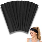 Styla Hair Hoofdbanden voor dames, elastisch, modieus, 10 stuks slipvaste hoofdbanden, geweldig voor spa, sport, yoga, pilates, hardlopen, sportschool, hoofdband, training (zwart)