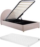 Vente-unique Lit avec rangement velours rose 90 x 190 cm