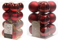 Decoris Kerstversiering kunststof kerstballen donkerrood 4-6 cm pakket van 40x stuks - Kerstboomversiering
