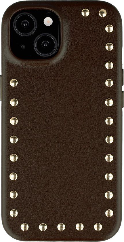 Selencia Studs Backcover met MagSafe voor de Apple iPhone 15 - Cacao Crush