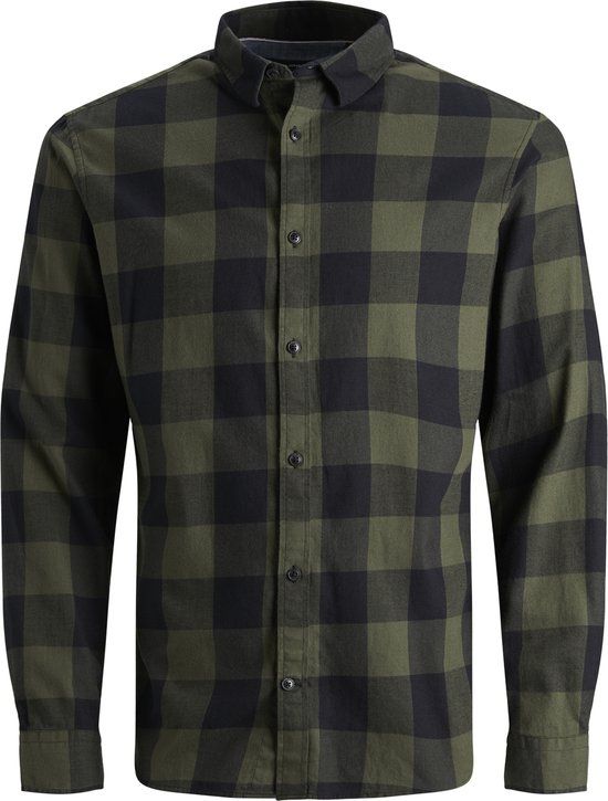 JACK&JONES JJEGINGHAM TWILL SHIRT L/S NOOS Heren Overhemd - XL - Dusty Olive;Slim Fit