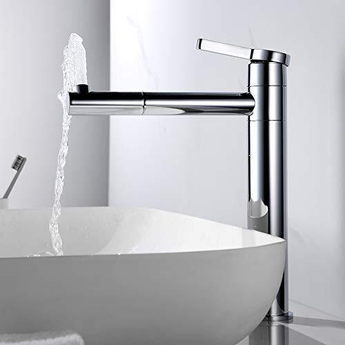 Ibergrif M11299 Moon, High Washbasin Faucet with Rotating Caño, Mixer MonoMando for Washbasin, Chrome, Silver