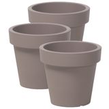 Basic 3x Cache-pot en plastique taupe - Ø 13,5 cm x H 12 cm