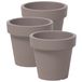 Basic 3x Cache-pot en plastique taupe - Ø 13,5 cm x H 12 cm