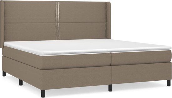 vidaXL Boxspring met matras stof taupe 200x200 cm