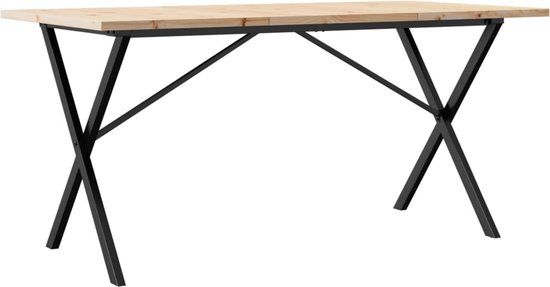 vidaXL Eettafel X-frame 160x80x75,5 cm massief grenenhout en staal