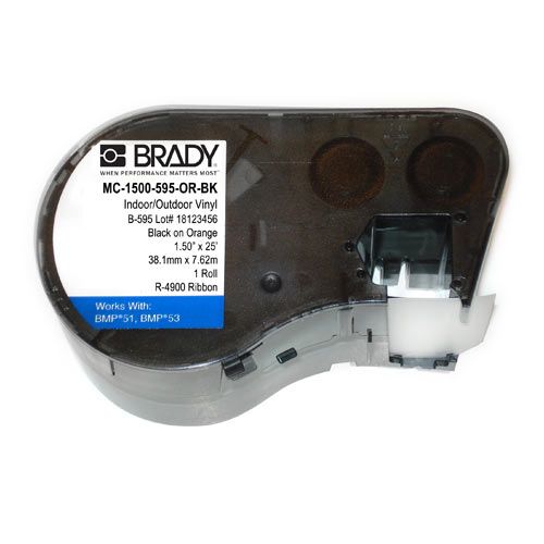 Brady MC-1500-595-OR-BK Labelprinter Tape - Zwart