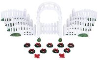 Lemax Plastic Arbor & Picket Fences W/decorations - Set Of 20