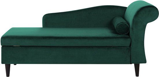 LUIRO Chaise Longue - Green Velvet - Right Side - Beliani