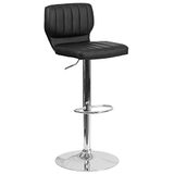 Flash Furniture Eigentijdse Barkruk in hoogte verstelbaar met chromen basis, metaal, zwart vinyl