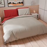 PETTI Artigiani Italiani - Dekbedovertrekset 150x200 cm met 1 Kussensloop 50x80 cm, Zachte Microvezel, Rood - Lichtgrijs