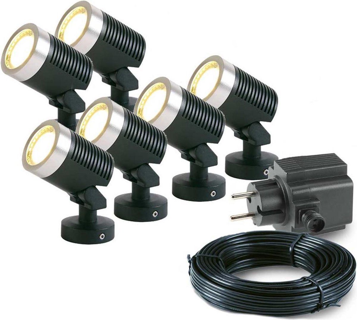 ABC-LED Grondspot Set - 6x LED - 12V - 5W - Zwart - Complete Set