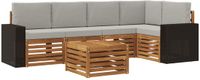 vidaXL Buiten bankenset 6-delig Naturel en lichtgrijs Polyester
