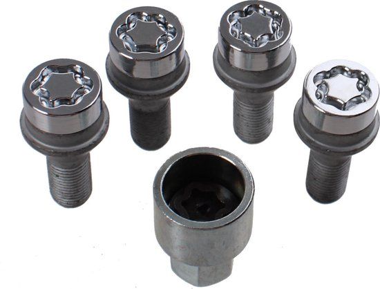 McGard Slotboutenset M12x1.25 - Konisch - Lengte 22.0mm (17mm kop) - Chroom