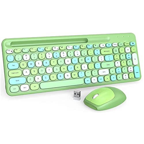 ZTBGY Draadloze toetsenbord- en muiscombinatie, kleurrijk, 2,4 GHz, compact voor Windows, Mac OS