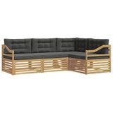 vidaXL - Buiten - bank - set - 4 - st - Wit - en - antracietkleurig - Polyester