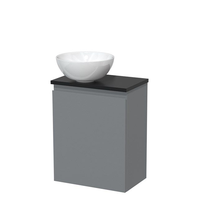 Maxaro Modulo Toiletmeubel - 41 cm - Middengrijs - Mat Zwart Blad