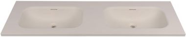 Saniclass Torino Meubelwastafel - 140.5x46x17.5cm - solid surface - 2 wasbakken - zonder kraangaten - off-white