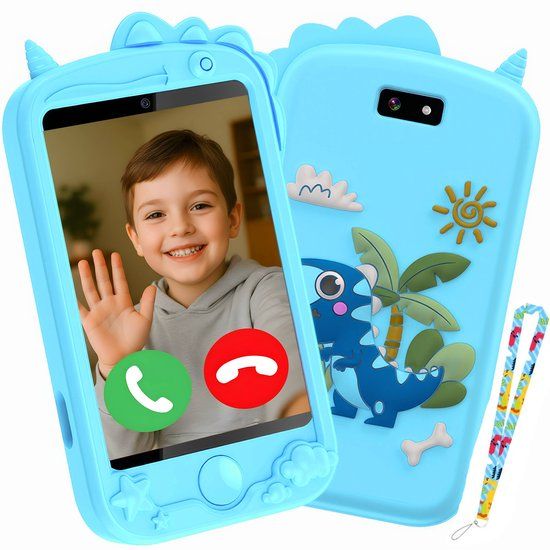 Silvergear Kids Smartphone met Videobelfunctie en GPS - Ouder Controle Functie - Kindertelefoon met Smartphonehoesje en Koord - Educatief en Interactief Speelgoed - Cadeau voor Jongens - Reisspelletjes - GSM - 6, 7, 8, 9, 10, 11, 12, 13+ Jaar - Blauw